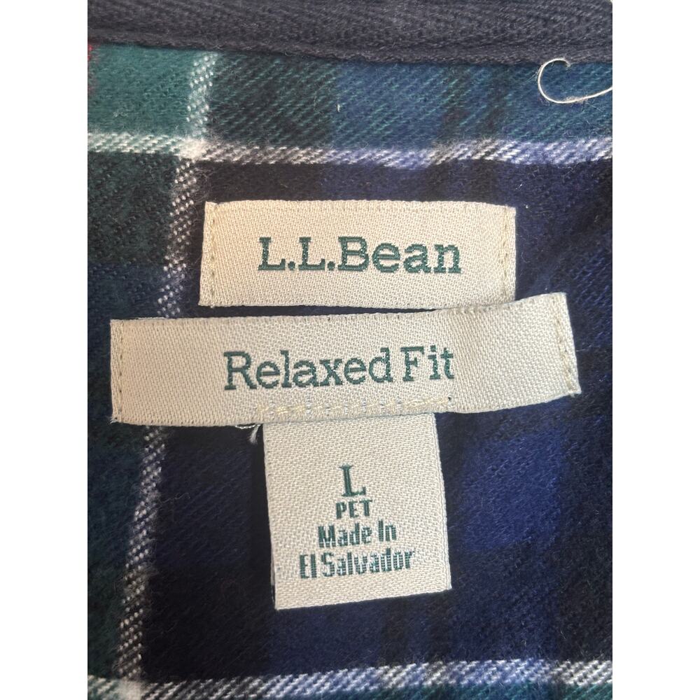 L.L.Bean Plaid Flannel Hoodie Jacket Large Petite Cotton Full Zip - Picture 3 of 13